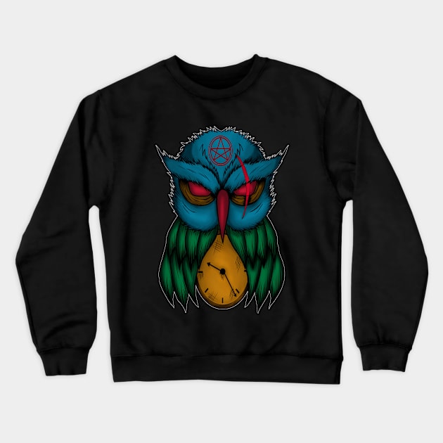 owl clock Crewneck Sweatshirt by ZEXXX Clothing